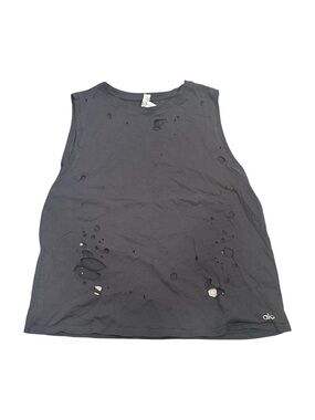 ALO Yoga Black Distressed Muscle Tank- Women’s Large